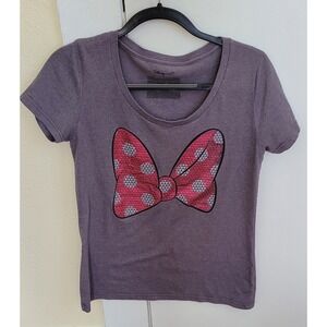 Disney Gray Tshirt Large Red & White Bow. Cotton  Blend. Size L